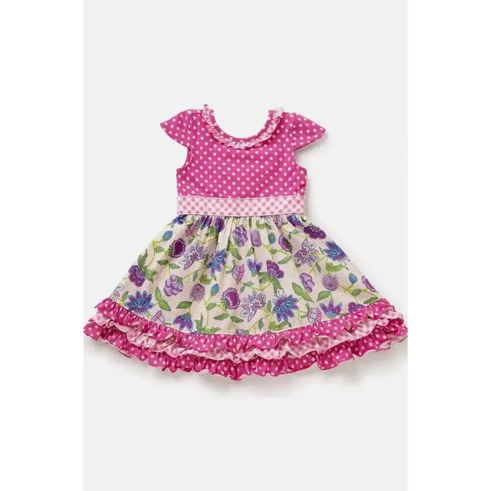 Matilda Jane Brilliant Daydream Dot Dot Dress Girls Size 2 Excellent VERY Gently